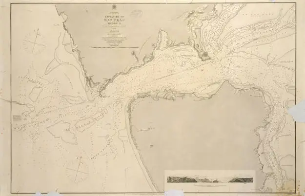 Entrances to Manukau Harbour surveyed by B. Drury [et. al.] 1853