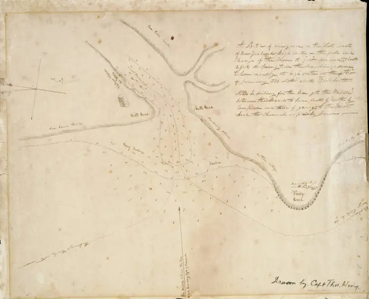 Whaingaroa Harbour, sketch drawn by Captain Thomas Wing, January, 1836.