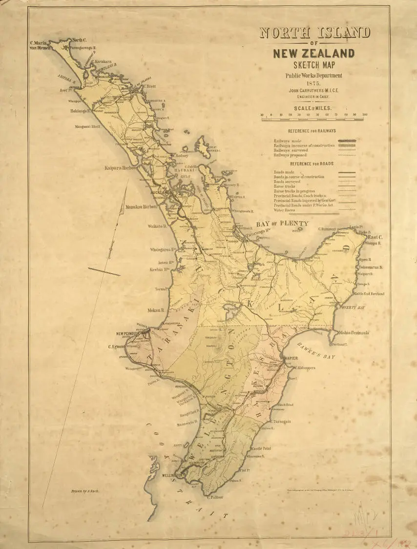 North Island of New Zealand sketch map