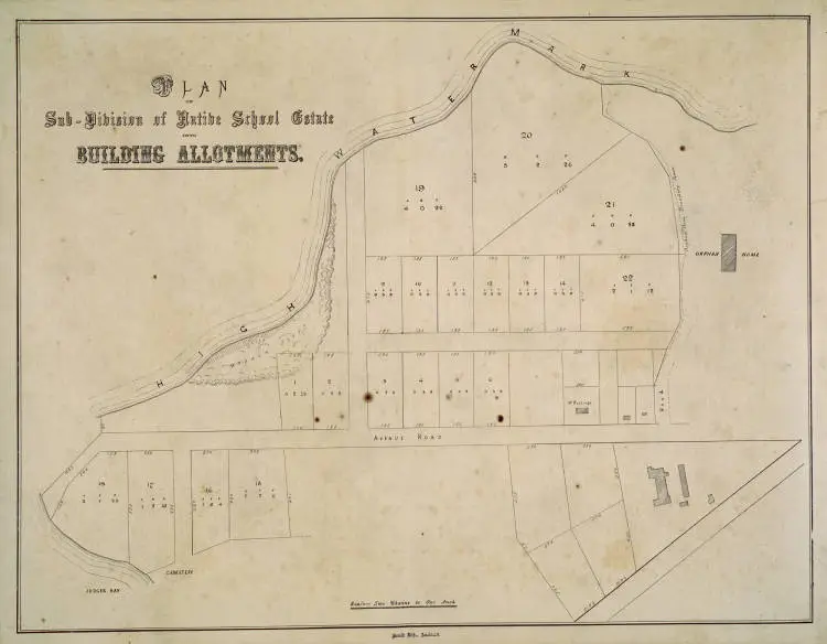 Plan of sub-division of native school estate into building allotments.