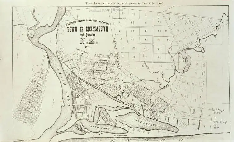 Wise's New Zealand directory map of the town of Greymouth and suburbs, N.Z.