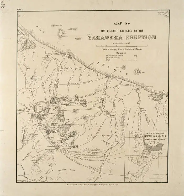 Map of the district affected by the Tarawera eruption