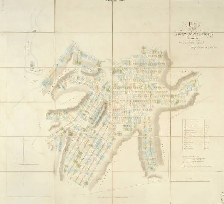 Plan of the town of Nelson : approved by Frederick Tuckett, Chief Surveyor, 28 April 1842