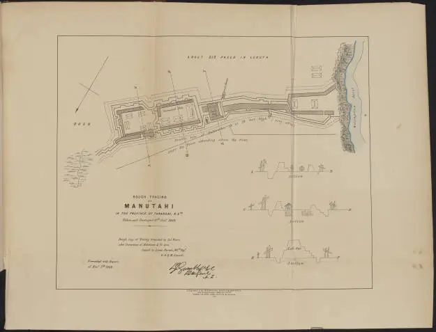 Rough tracing of Manutahi in the province of Taranaki, N.Znd. Taken and destroyed 8th Octr. 1864