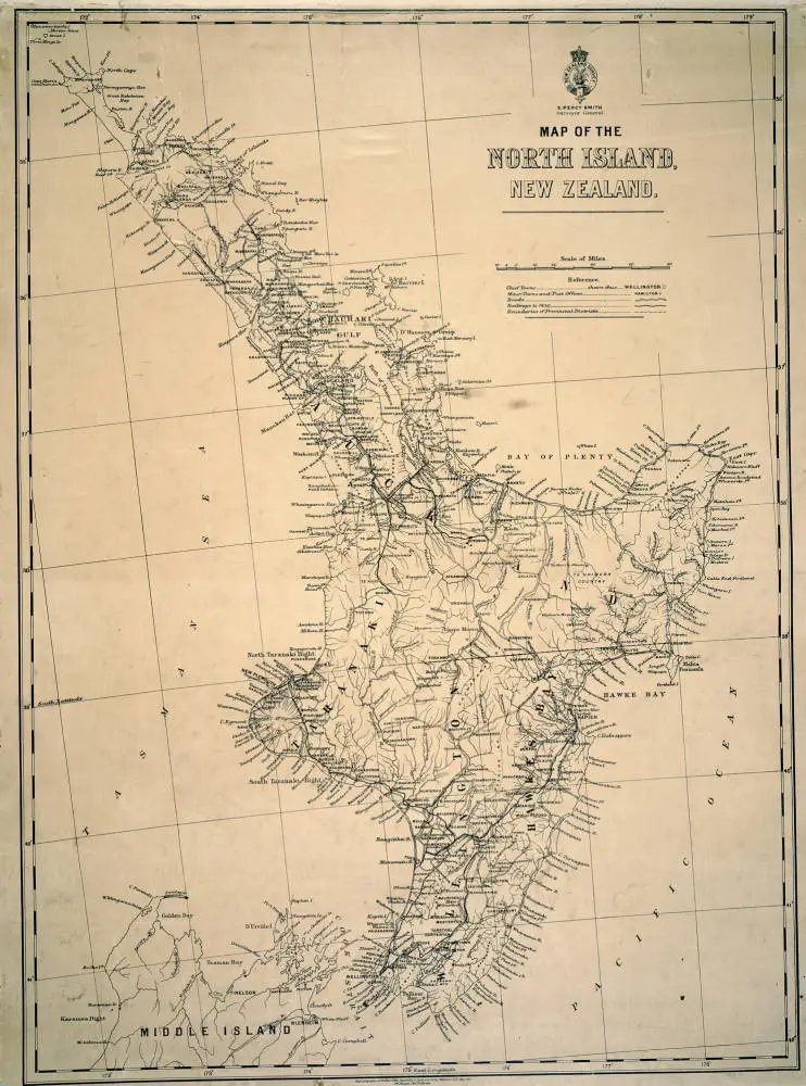 Map of the North Island, New Zealand