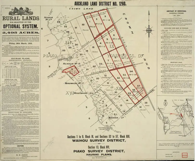 Sections 1 to 9, Block IX and sections 52 to 57, Block XIII, Waihou Survey District and section 13, Block XVI, Piako survey district, Hauraki Plains.