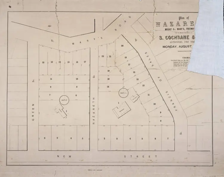 Plan of Nazareth, Mount St. Mary's, Freemans Bay
