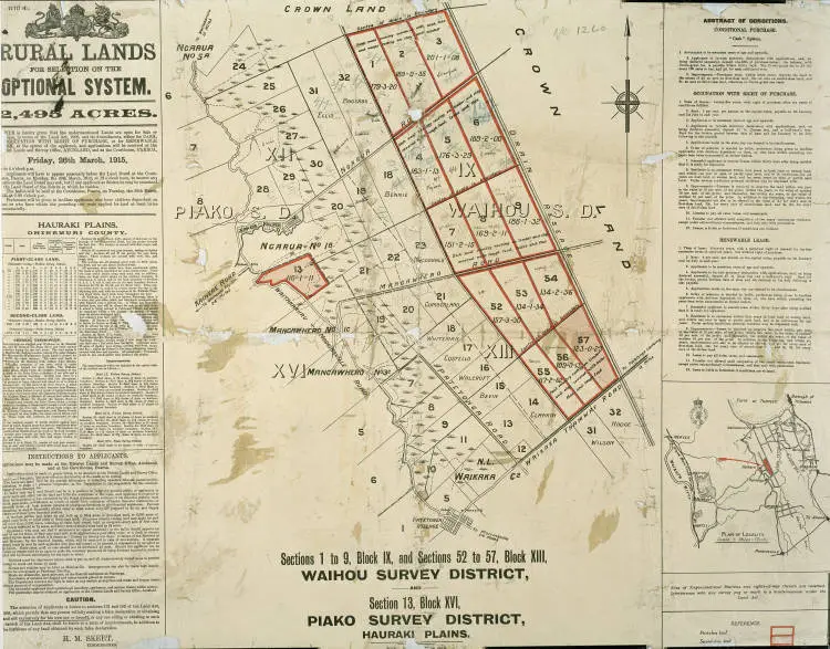 Sections 1 to 9, Block IX and sections 52 to 57, Block XIII, Waihou Survey District and section 13, Block XVI, Piako survey district, Hauraki Plains.