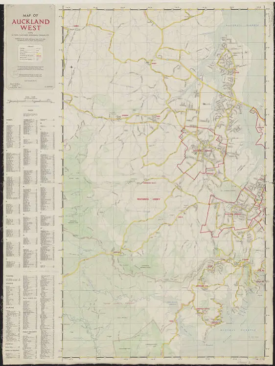 Map of Auckland west including Te Atatu, Glen Eden, Henderson, Titirangi, etc