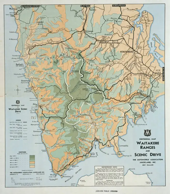 Centennial map of Waitakere Ranges and Scenic Drive