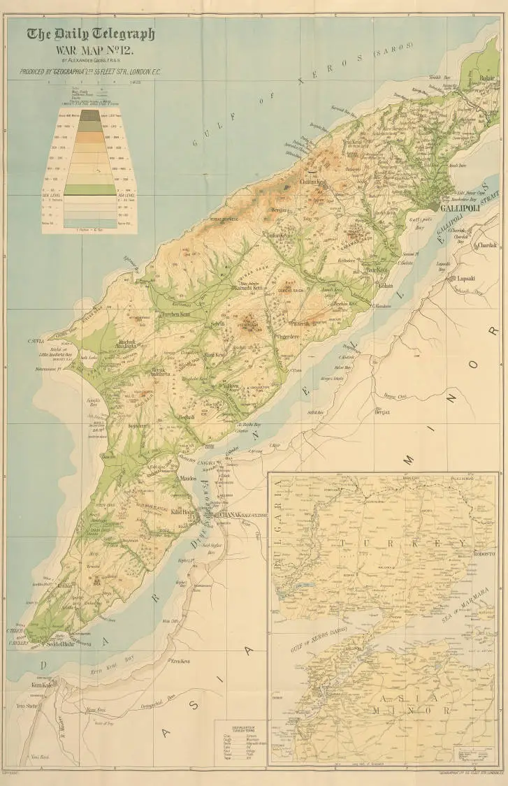 The Daily Telegraph war map of the Gallipoli Peninsula