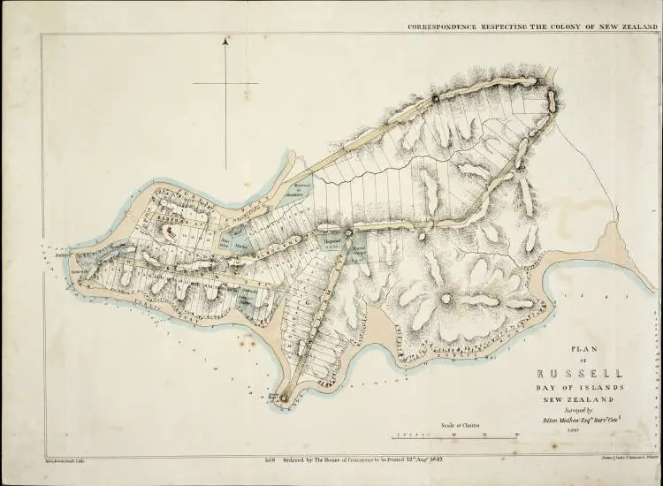 Plan of Russell, Bay of Islands, New Zealand surveyed by Felton Mathew, 1841