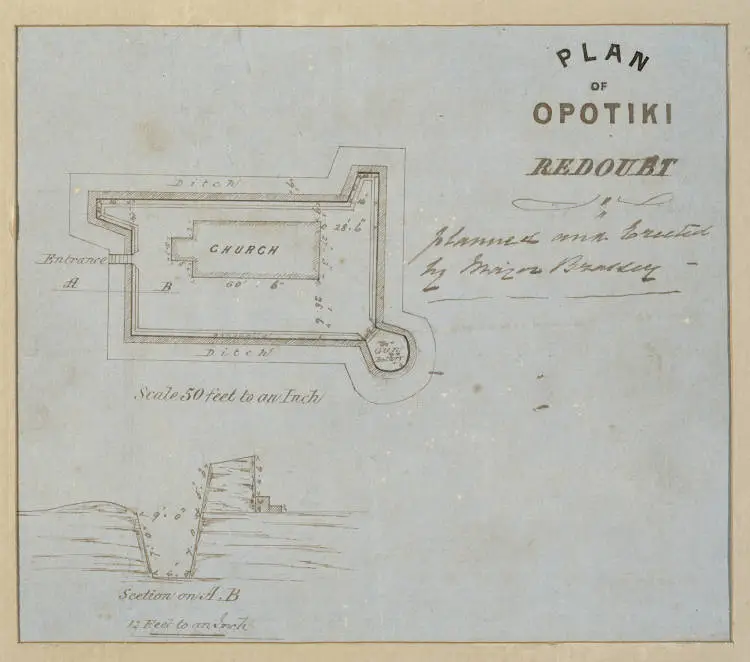 Plan of Opotiki redoubt, planned and erected by Major Brassey