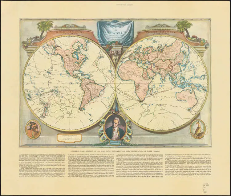 A new map of the world with Captin Cook's tracks, his discoveries and those of the other circumnavigators