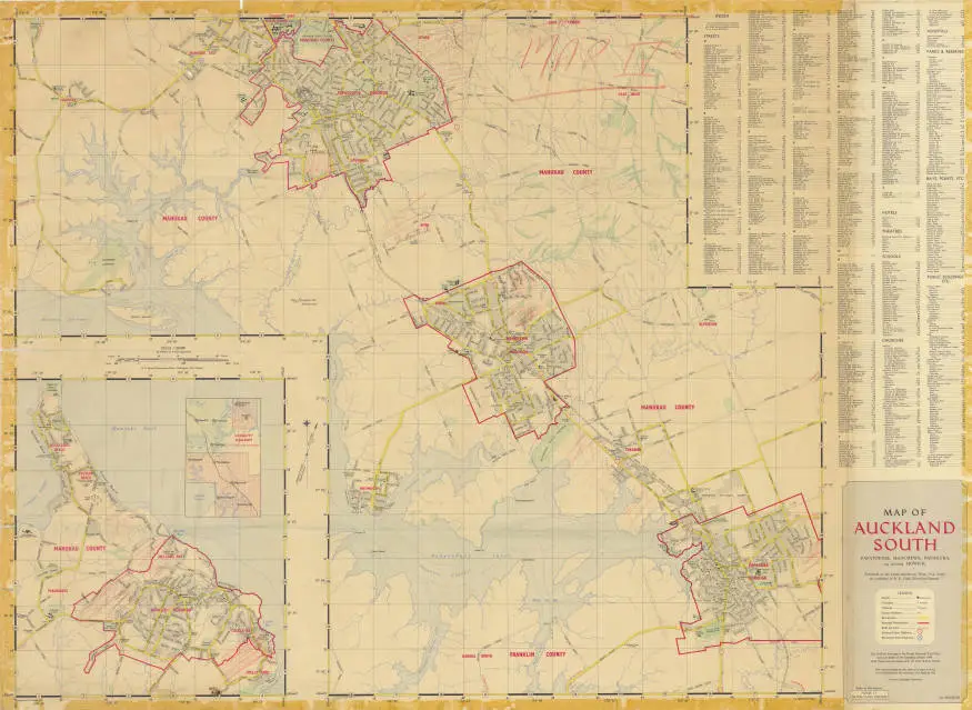 Map of Auckland south : Papatoetoe, Manurewa, Papakura, and including Howick