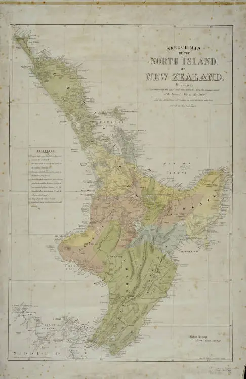 Sketch map of the North Island of New Zealand, shewing approximately the loyal and rebel districts.
