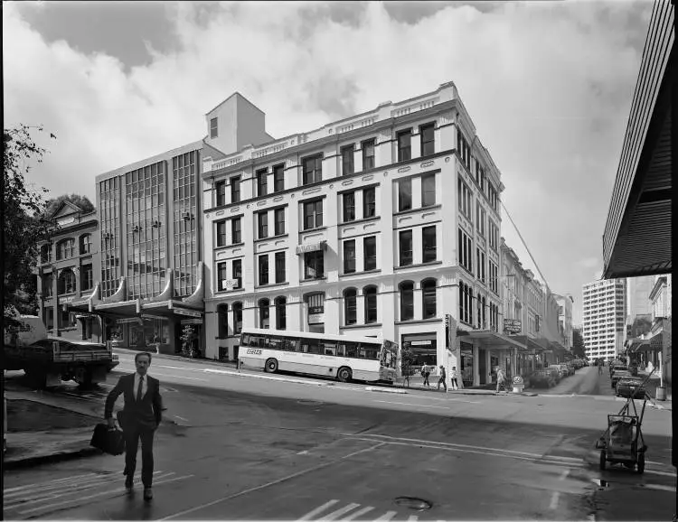 Victoria Street East and Lorne Street, Auckland Central, 1989