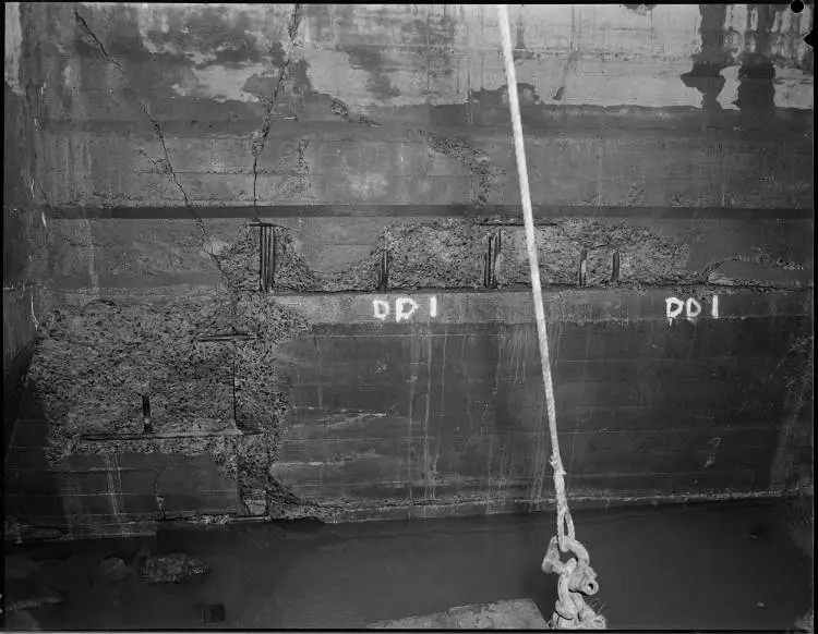 Auckland Harbour Bridge foundations, 1950s