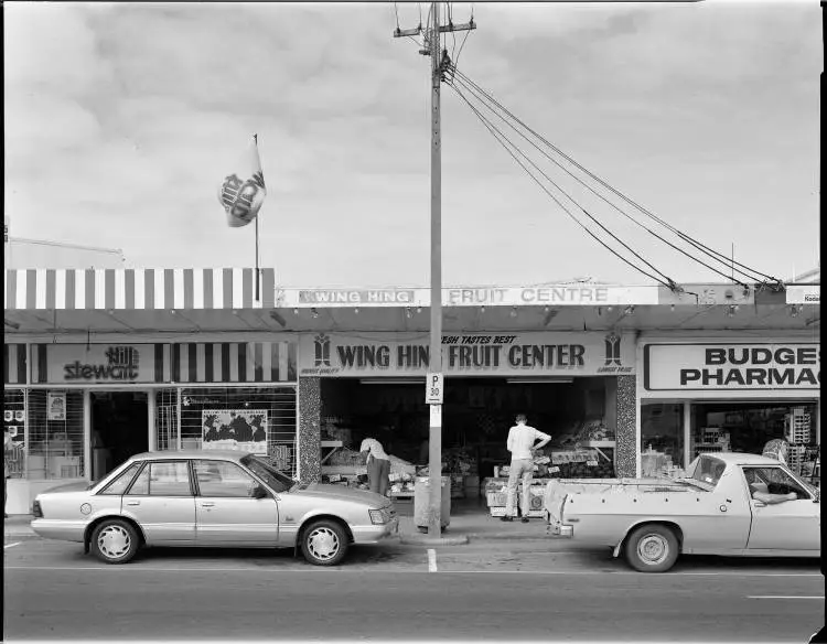 Owairaka shopping centre, Stoddard Road, Wesley, 1990