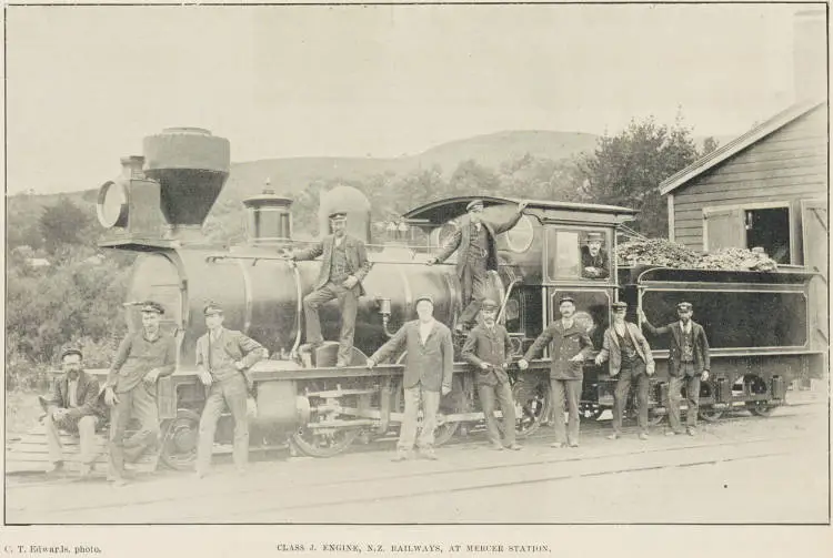 Class J. engine, N.Z. Railways, at Mercer Station