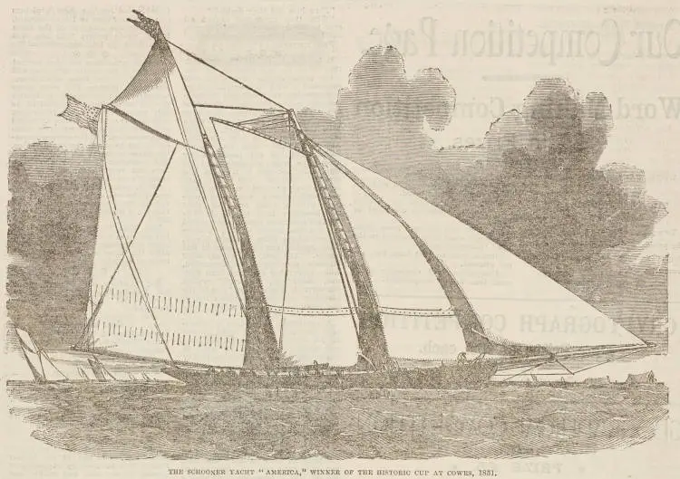 The schooner yacht 'America,' winner of the historic cup at Cowes, 1851
