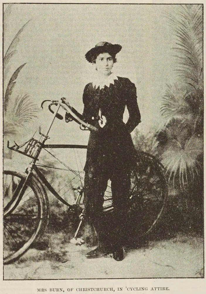 Mrs Burn, of Christchurch, in 'cycling attire