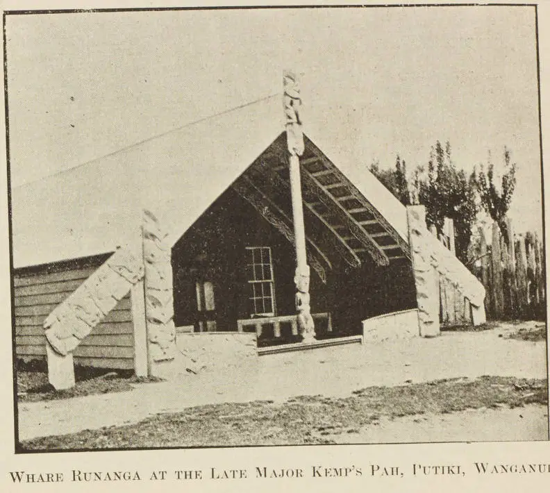 Whare runanga at the late Major Kemp's pah, Putiki, Wanganui