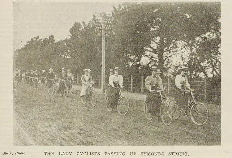 The lady cyclists passing up Symonds street