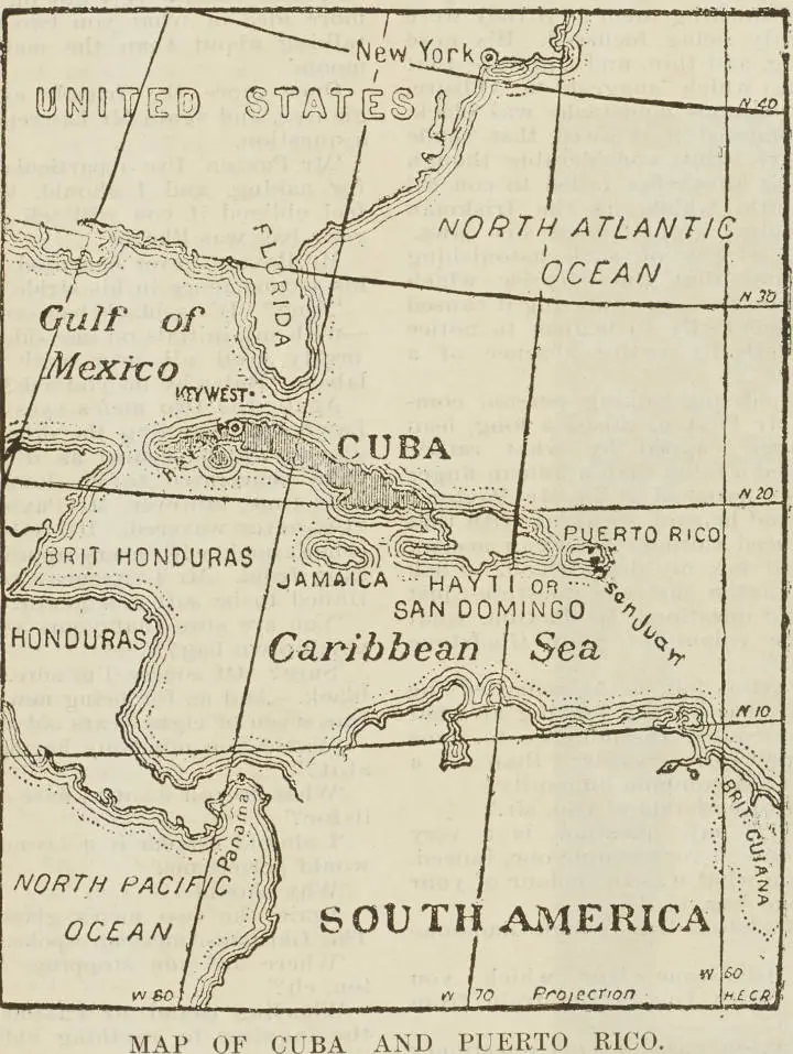 Map of Cuba and Puerto Rico