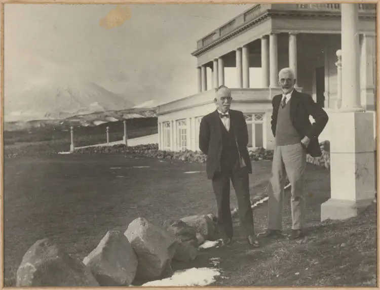 James Smith and Henry Woods at Chateau Tongariro, 1936