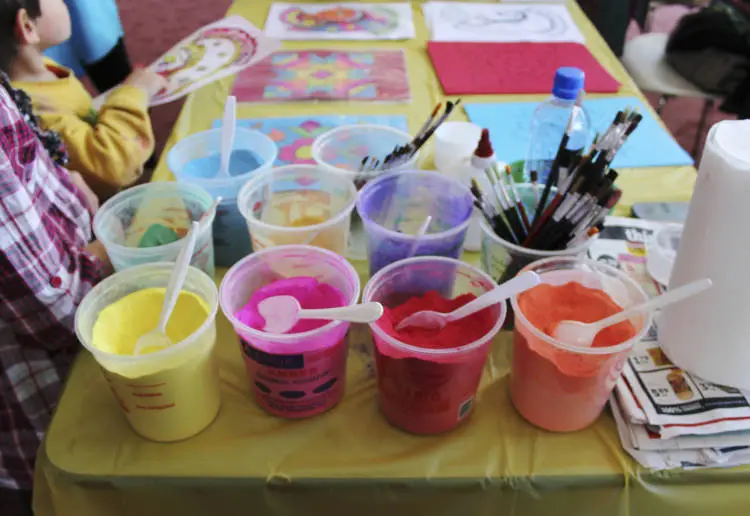 Rangoli art display and workshop at Diwali 2014.