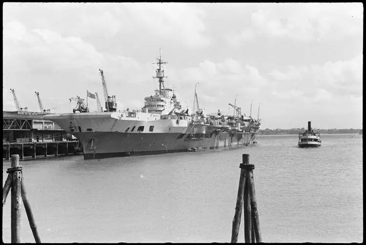 HMS Indefatigable, Princes Wharf, 1945