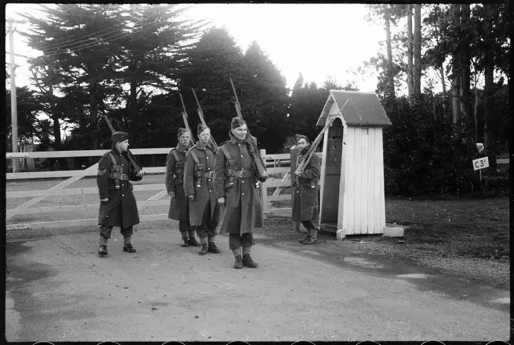 Sentry duty, Papakura Camp, 1940s