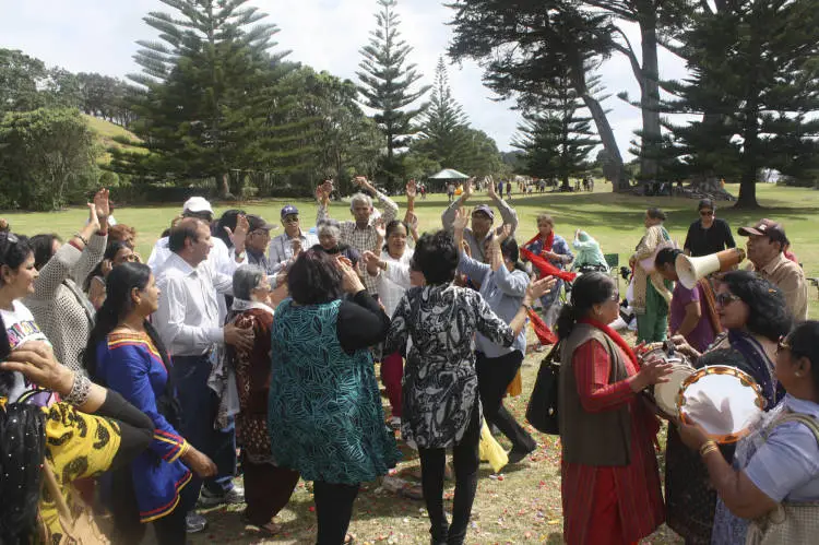 Holi Festival celebration, Long Bay Beach.