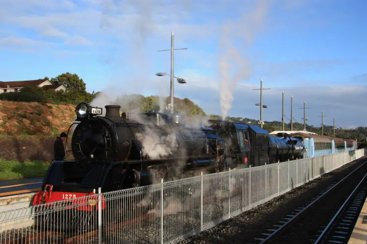 Steam locomotive at Swanson Railway station, 2009