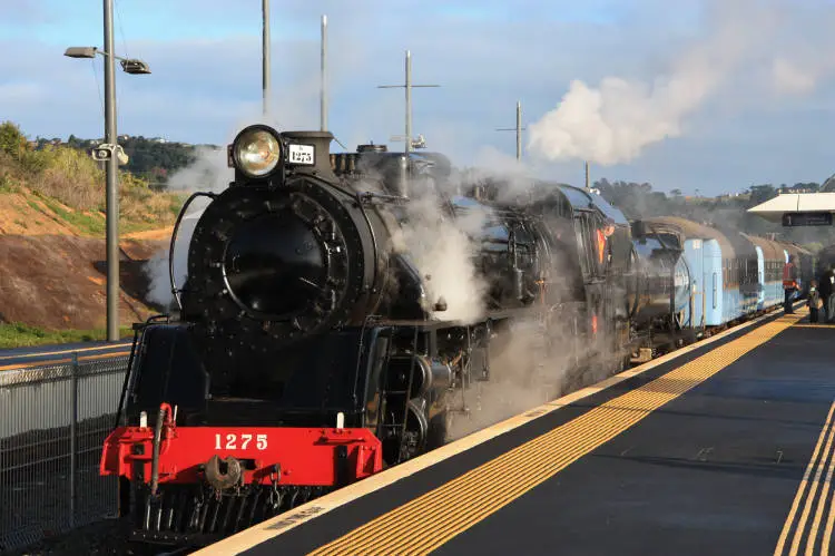 Steam locomotive at Swanson Railway station, 2009