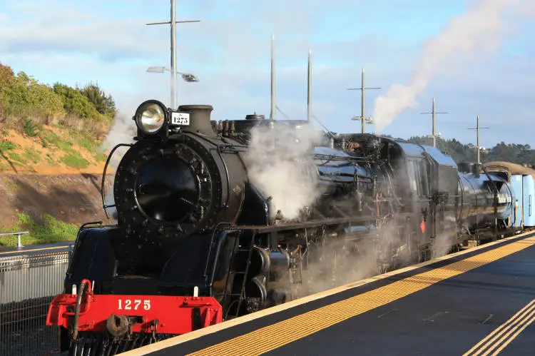 Steam locomotive at Swanson Railway station, 2009