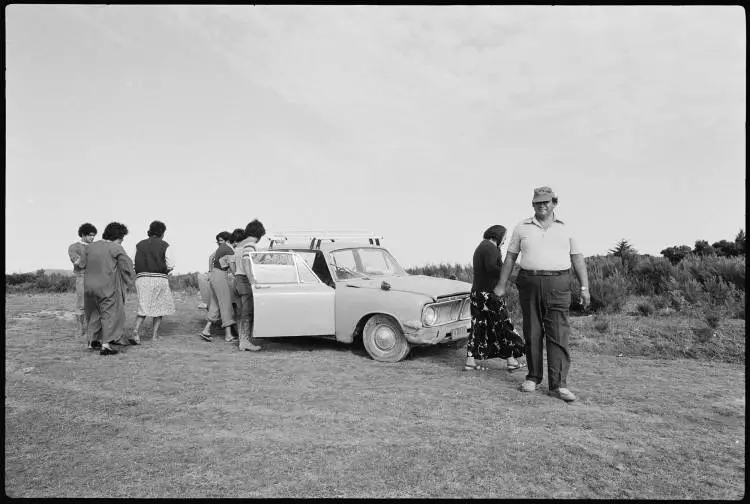 On the way to the tangi, Te Hāpua, 1979