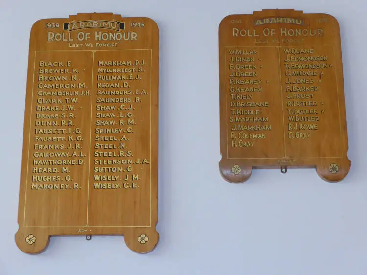 Ararimu Hall, rolls of honour, 2015