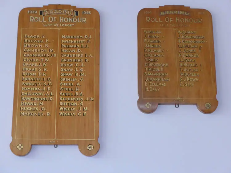 Ararimu Hall, rolls of honour, 2015
