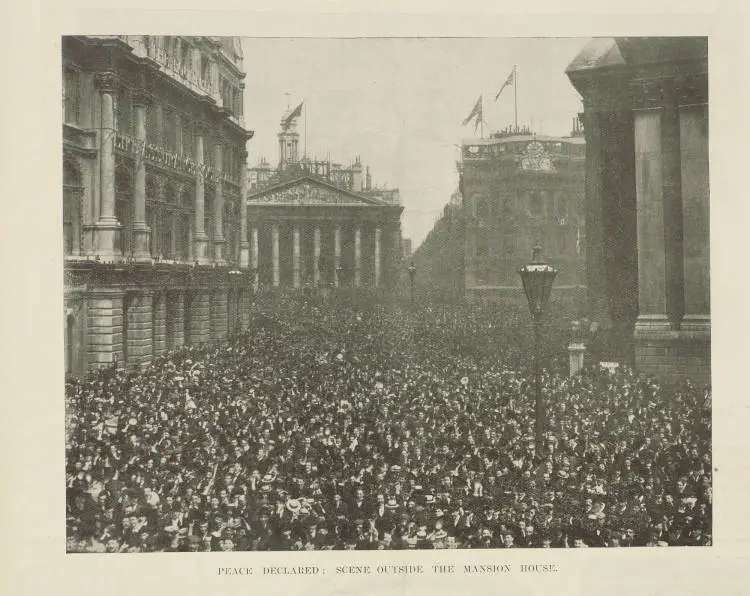 Peace declared: scene outside the Mansion House