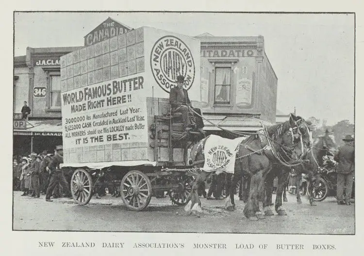 New Zealand Dairy Association's float of butter boxes