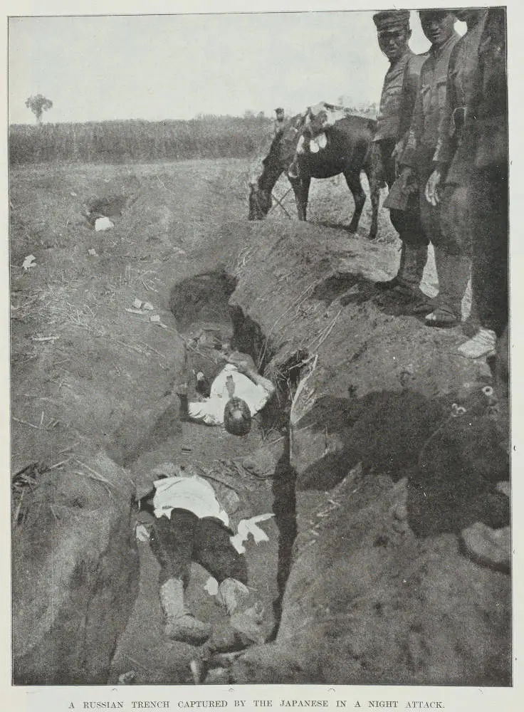 A Russian trench captured by the Japanese in a night attack