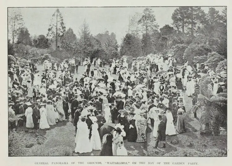 General panorama of the grounds, 'Waitaramoa,' on the day of the garden party