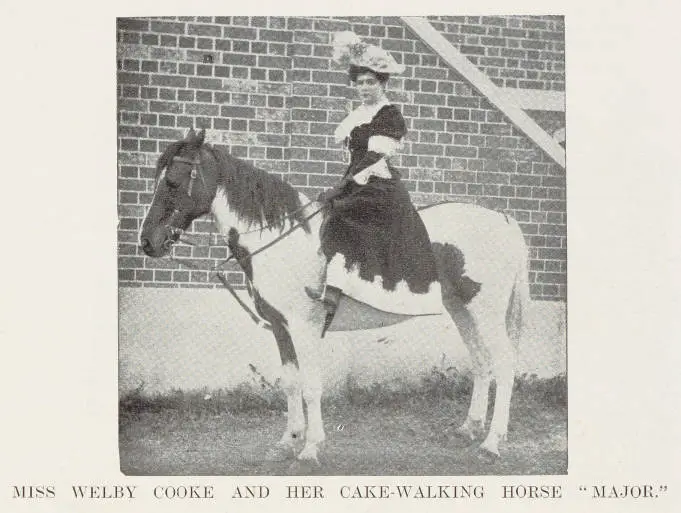 Miss Welby Cook and her cake-walking horse 'Major'