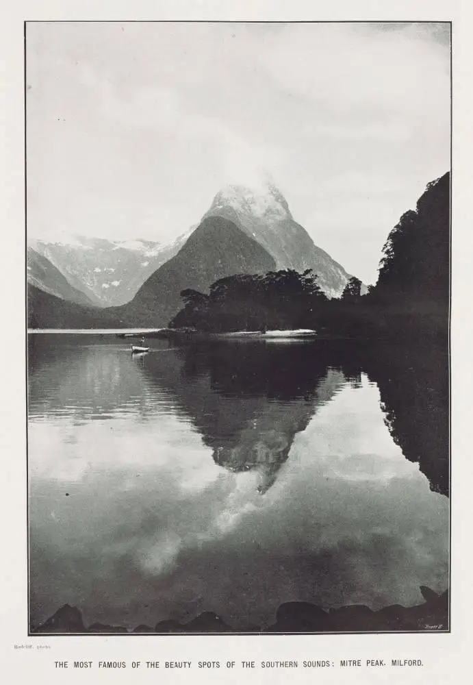 The most famous of the beauty spots of the southern sounds: Mitre Peak, Milford