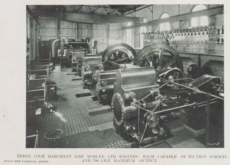 Three Cole Marchant and Morley Ltd. engines, each capable of 475 i.h.p. normal and 700 i.h.p. maximum output