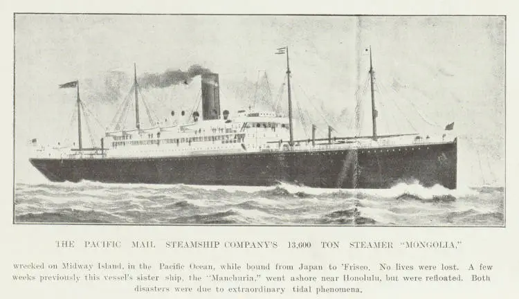 The Pacific Mail Steamship Company's 13,600 ton steamer 'Mongolia'