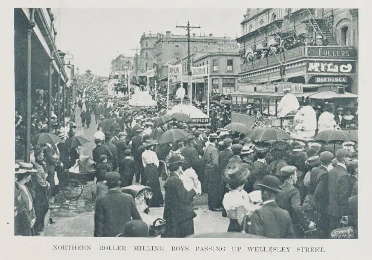 Northern Roller Milling boys passing up Wellesley Street