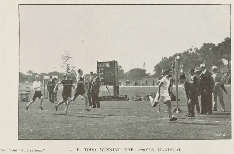 L B Todd winning the 220yds handicap